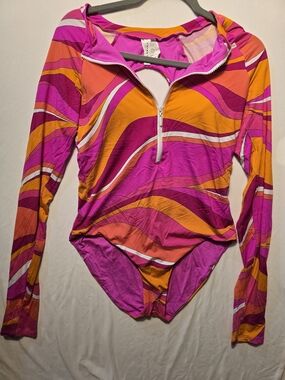 Trina Turk Vivid Vista Paddle Suit long-sleeve one-piece swimsuit